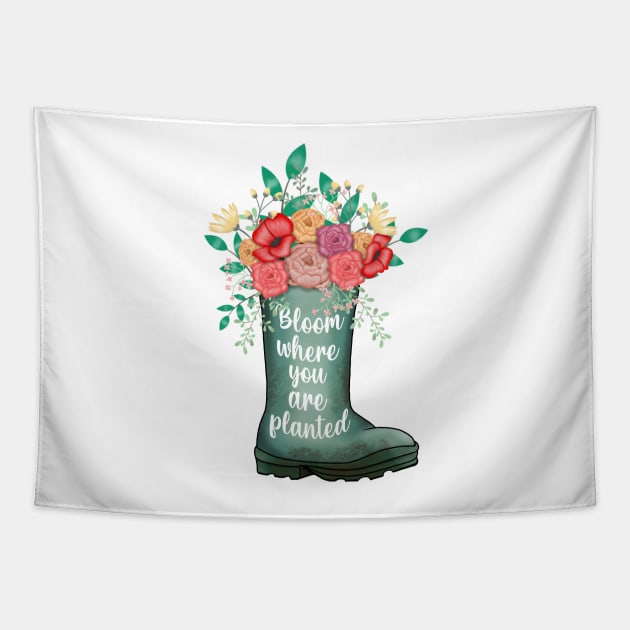 Bloom where you are planted Tapestry by Manxcraft