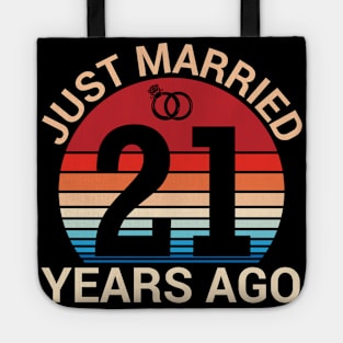 Just Married 21 Years Ago Husband Wife Married Anniversary Tote