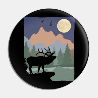 Mountain Scene Caribou Pin