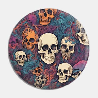 Psychedelic Skull Bone Graveyard Pin