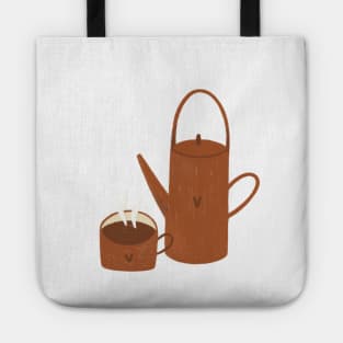 Tea cup with tea pot Tote