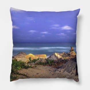 Laying on the Beach at Night Pillow