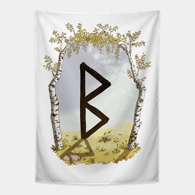 rune berkana - magical symbol Tapestry by Karolina Studena-art