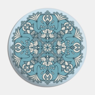 Muted Blue Lotus Mandala Pin