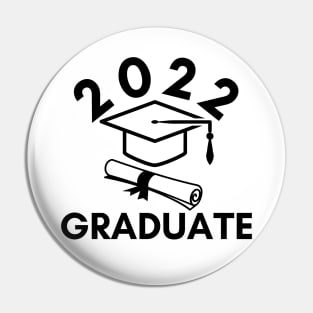 2022 Graduate. Typography Black Graduation 2022 Design with Graduation Cap and Scroll. Pin