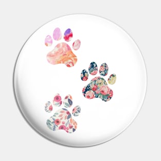 Floral Paw Print Trio Pin