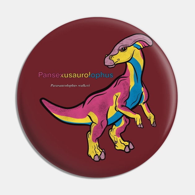 Pansexusaurolophus/Parasaurolophus Text - Pansexual Pride Pin by tygerwolfe