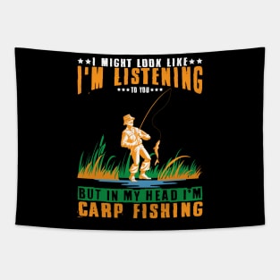 Carp Fishing  Listening -carp fish -Fisching Tapestry