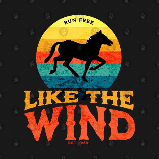 Run Free Like The Wind - Retro Vintage Sunset Of Galloping Horse by vystudio