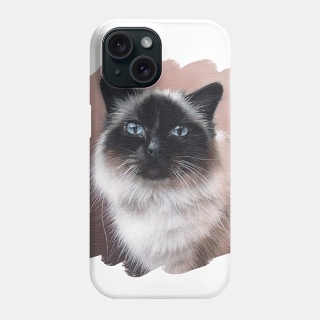 Birman Cat Painting Phone Case by rachelstribbling