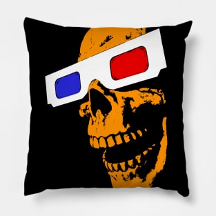 3D Skull (orange) Pillow