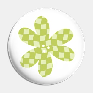 Checker Board Flower - lime green and pistachio Pin