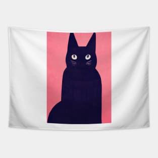 Gothic Cat Retro Poster Vintage Art Cat Wall Black cat Pink Illustration Tapestry