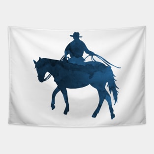 Navy Blue Cowboy Silhouette Tapestry