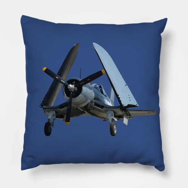 F4U Corsair (front print) Pillow by Doc Dakota's Trading Post