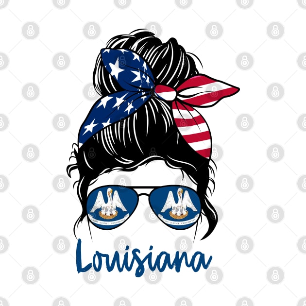 Louisiana girl Messy bun , American Girl , Louisiana Flag by JayD World