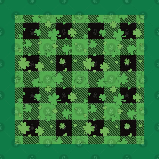 Green Plaid Clovers Pattern by Character Alley