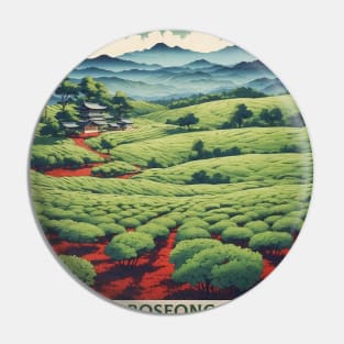 Boseong Green Tea Field South Korea Travel Tourism Retro Vintage Art Pin
