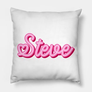 Steve name pink heart Pillow