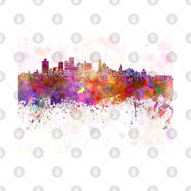 Brooklyn skyline in watercolor background by PaulrommerArt