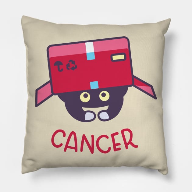 Funny Cancer Cat Horoscope Tshirt - Astrology and Zodiac Gift Ideas! Pillow by BansheeApps
