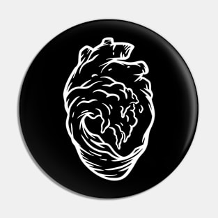 My Heart Is An Ocean - White on Black Pin