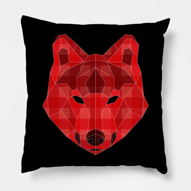 Buffalo Red Plaid Wolf Pillow by Jay Diloy