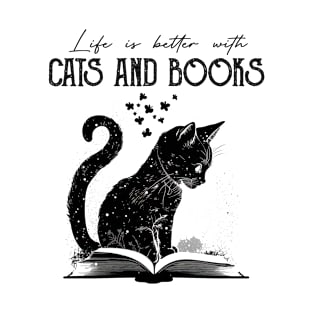 Life Is Better With Cats And Books Cat Lovers Books Lovers Gift Idea T-Shirt