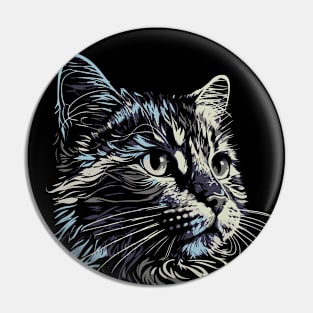 Cute face cat with dark design for cats lovers Pin