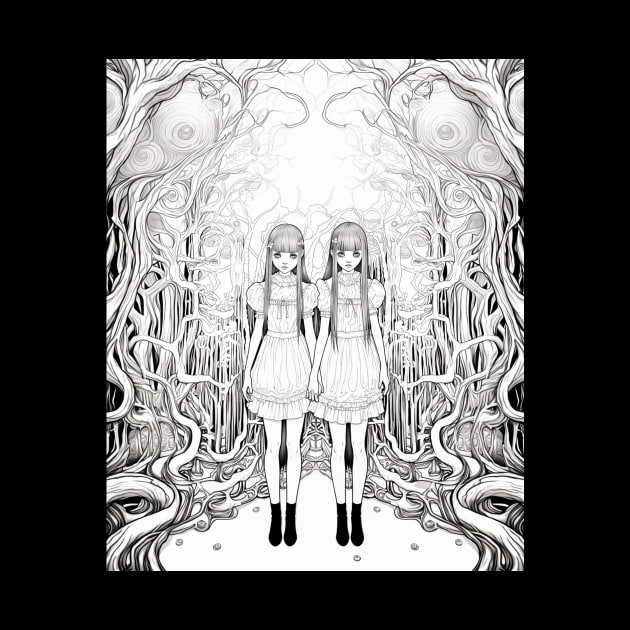 Manga twin girls Anime Demon Girl Beauty Horror by AtomicMadhouse