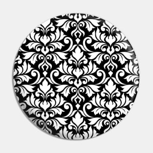 Flourish Damask Ptn White on Black Pin