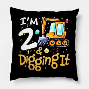 I'm 2 and Digging It 2nd Birthday Construction Truck Pillow