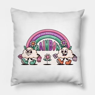 Rainbow and a pair of clouds fun cartoon mascots Pillow