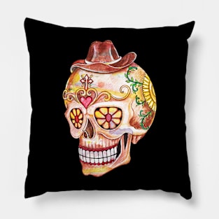 Sugar skull day of the dead hand. Pillow