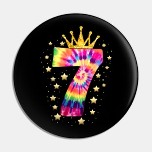 Colorful Tie Dye Number Year Old Girls 7th Birthday Pin