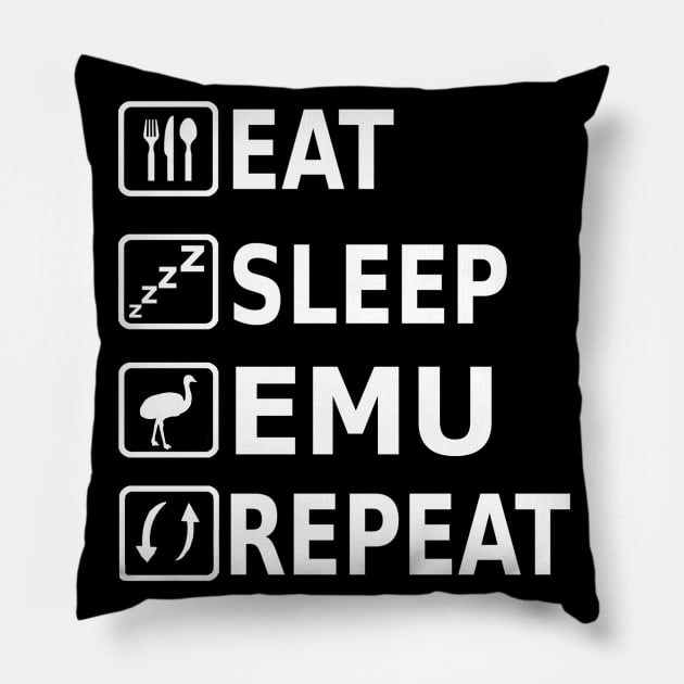 Eat sleep Emu Repeat Design lover owner Pillow by FindYourFavouriteDesign