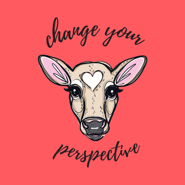 Change Your Perspective Tan Baby Cow by IllustratedActivist