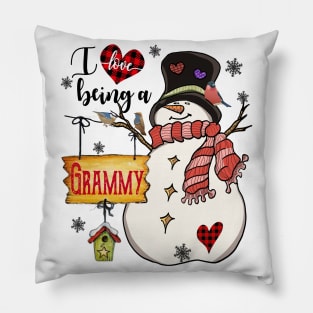 Grandma Gifts I Love Being A Grammy Snowman Matching Family Christmas Gifts Pillow