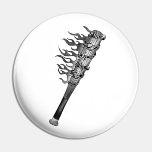 Baseball bat on fire Pin