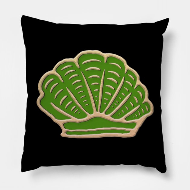 Green Shell Seashell Green Vintage Artwrok Pillow by Merchsides