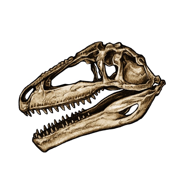 Dinosaur Skull Giganotosaurus Sticker by CassWArt