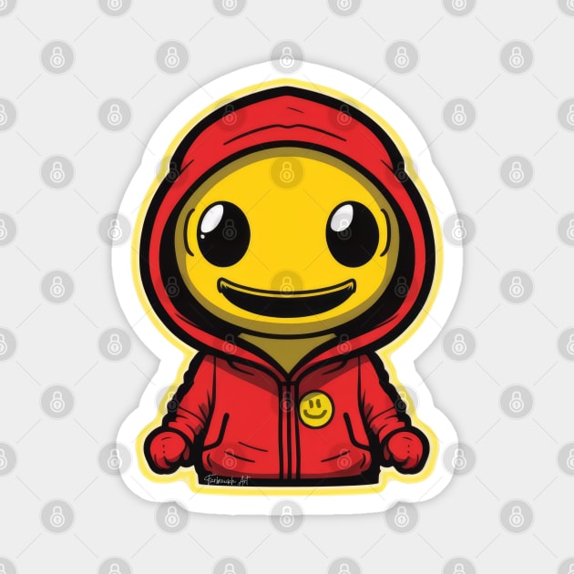 Cool Alien with a Hooded Pullover design #8 Magnet by Farbrausch Art