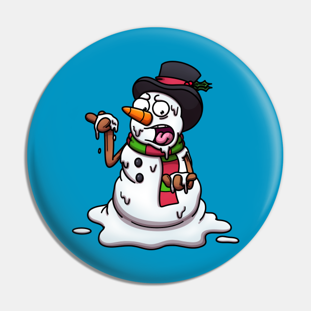 Melting Snowman - Melting Snowman - Pin | TeePublic Melting Snowman - Melting Snowman - Pin | TeePublic