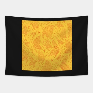 Paisley butterflies yellow-orange Tapestry