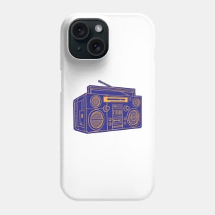 Boombox (Yellow Orange Lines + Blue Drop Shadow) Analog / Music Phone Case