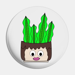 Cute Cactus Design #203: Succulent In Pretty Girl Pot Pin