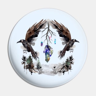 Black Ravens In The Crystal Woods Pin