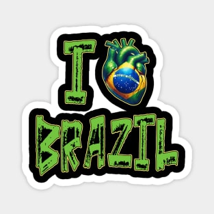 I Love Brazil Real Heart Flag Pride Magnet