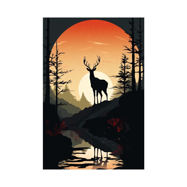 Deer in the sunset by TheMadSwede