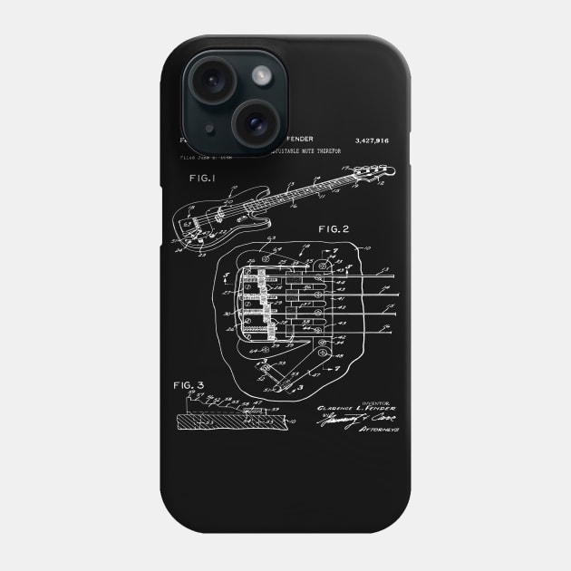 Bass Guitar Player Gift - Patent Blueprint 1969 Phone Case by MadebyDesign